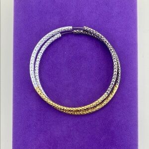 💛 Elegant Gold, Silver & Gunmetal Diamond Cut Hoops